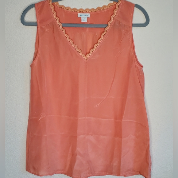 100% SILK! Sundance Peachy-Orange Top.  NWOT - Picture 6 of 6